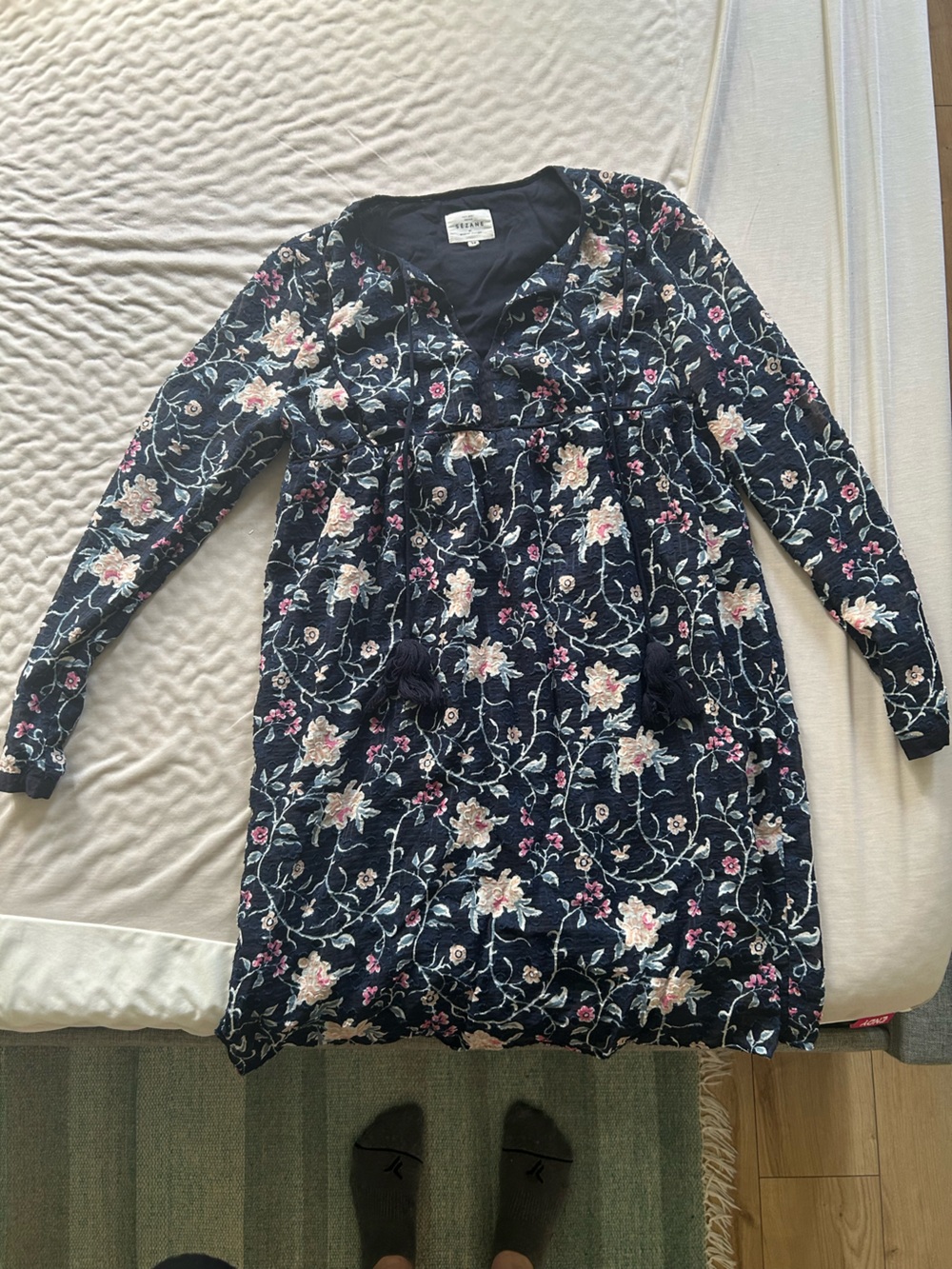 Sezane Floral Navy Dress